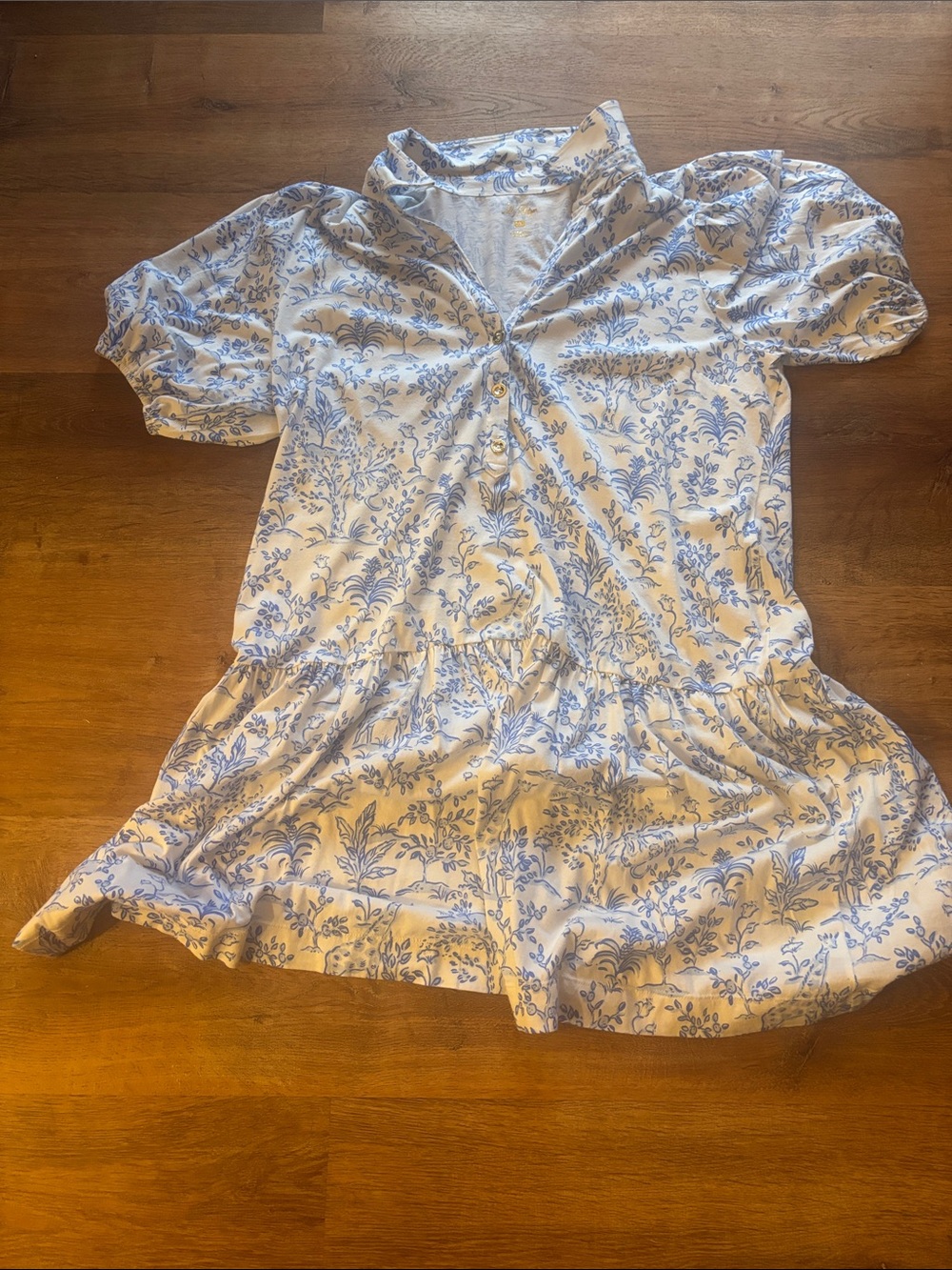 Lilly Pulitzer White Blouse with Light Blue Floral Print
